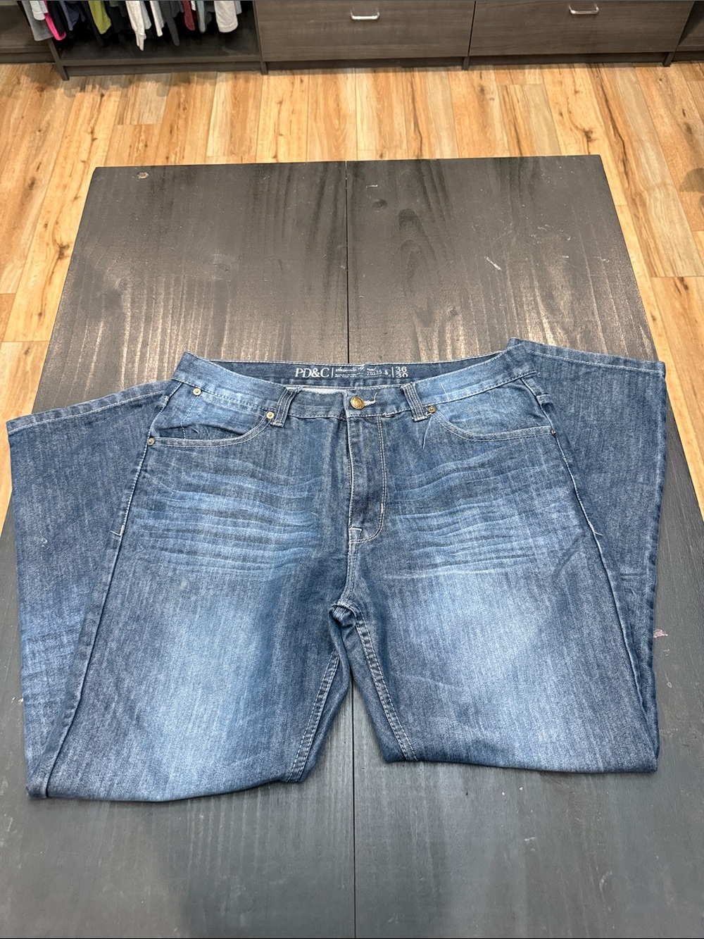 PD&C Men's Washed Blue Relaxed Jeans